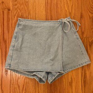 Denim Side-tie Skort